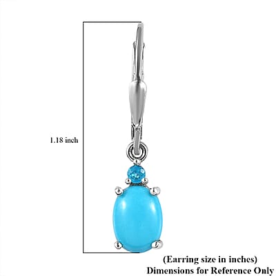 Sleeping Beauty Turquoise and Malgache Neon Apatite Dangling Earrings in Platinum Over Sterling Silver 2.75 ctw