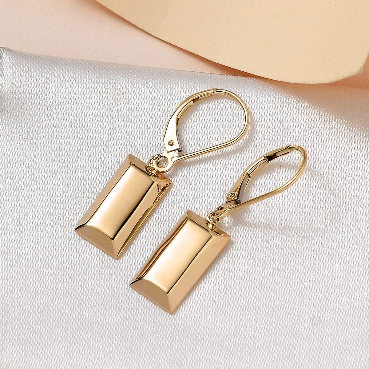 Luxoro 10K Yellow Gold Bar Earrings, Gold Lever Back Earrings, Gold Jewelry For Her (Del. in 10-15 Days)  image number 1