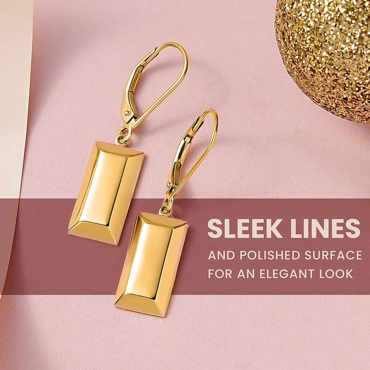 Luxoro 10K Yellow Gold Bar Earrings, Gold Lever Back Earrings, Gold Jewelry For Her (Del. in 10-15 Days)  image number 4
