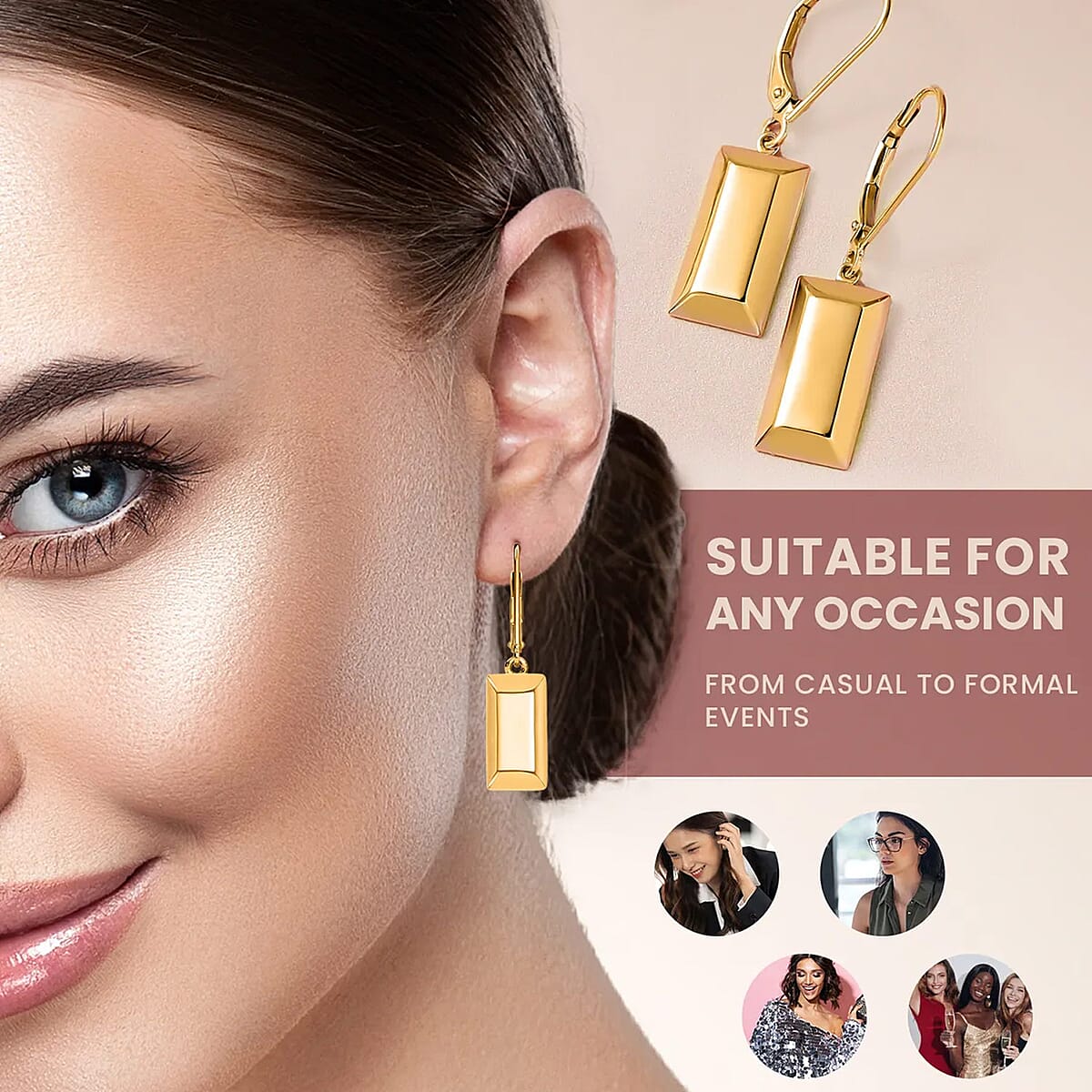 Luxoro 10K Yellow Gold Bar Earrings, Gold Lever Back Earrings, Gold Jewelry For Her (Del. in 10-15 Days)  image number 5