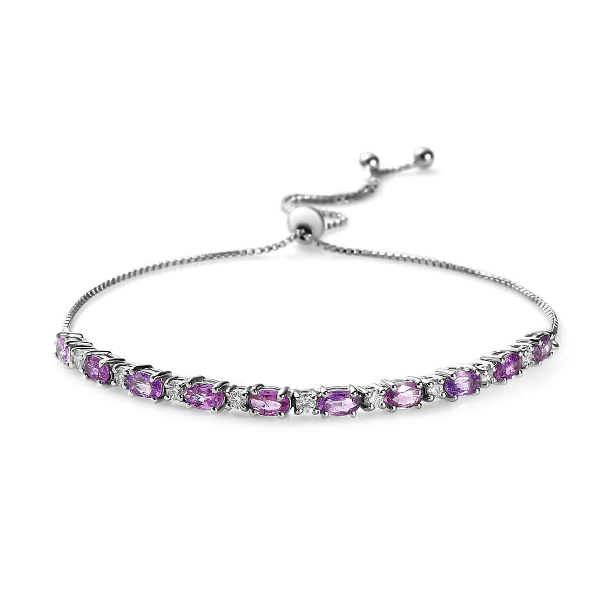 Madagascar Purple Sapphire and Moissanite Bolo Bracelet in Platinum Over Sterling Silver 3.50 ctw image number 0