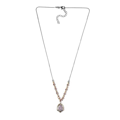 Madagascar Purple Sapphire and White Zircon Necklace 18 Inches in Vermeil Yellow Gold and Platinum Over Sterling Silver 1.35 ctw