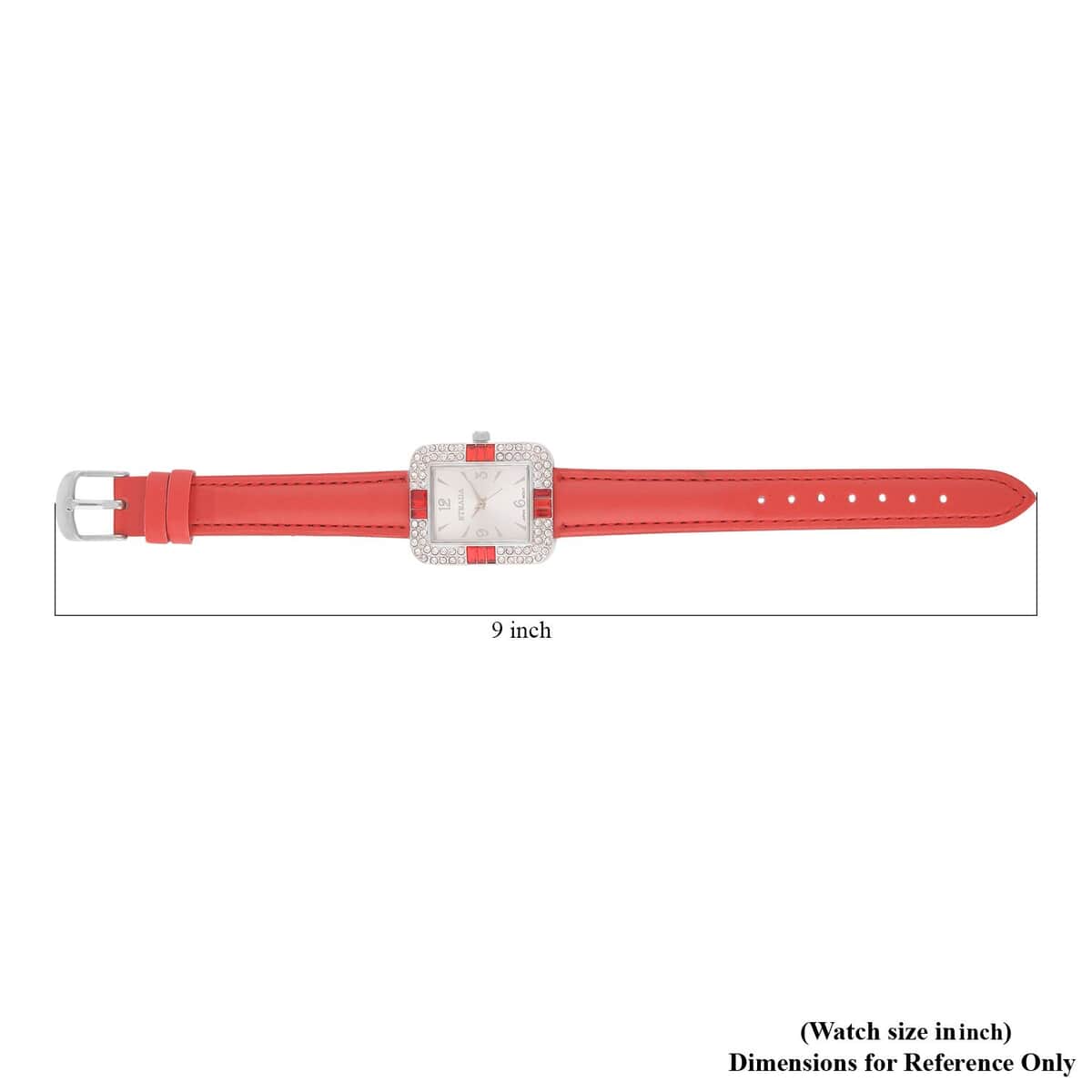 Strada White and Red Austrian Crystal Japanese Movement Watch with Red Faux Leather Strap (34mm) (6.5-8In) image number 6