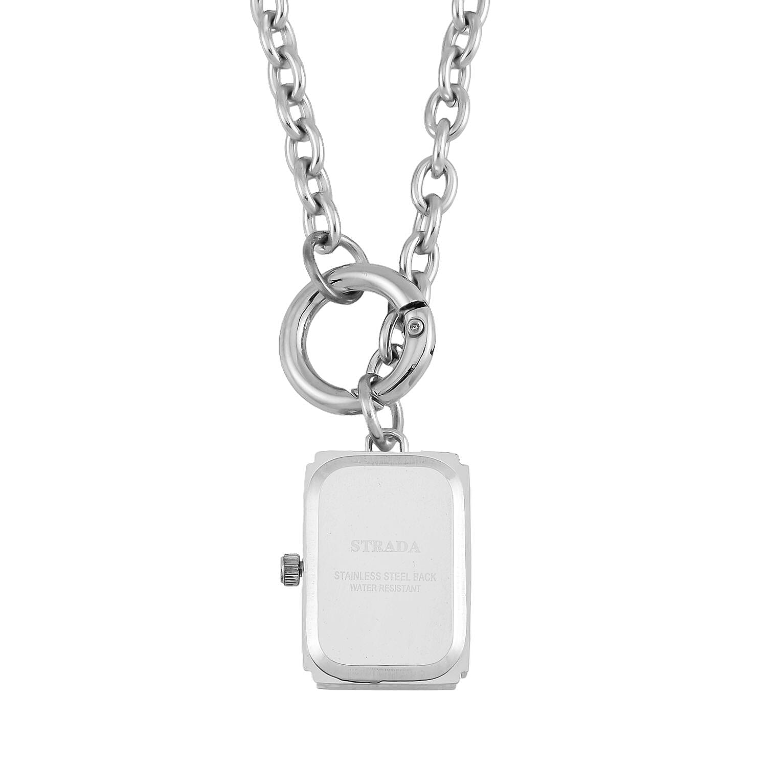Strada Japanese Movement Light Blue Dial Pocket Or Pendant Watch in Silvertone with Stainless Steel Chain (20.06- 27.94 mm) (24 Inches)