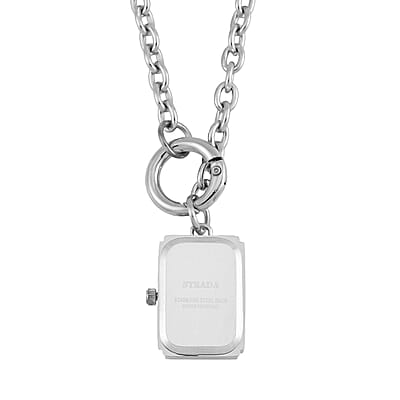 Strada Japanese Movement Light Blue Dial Pocket Or Pendant Watch in Silvertone with Stainless Steel Chain (20.06- 27.94 mm) (24 Inches)
