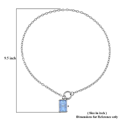Strada Japanese Movement Light Blue Dial Pocket Or Pendant Watch in Silvertone with Stainless Steel Chain (20.06- 27.94 mm) (24 Inches)