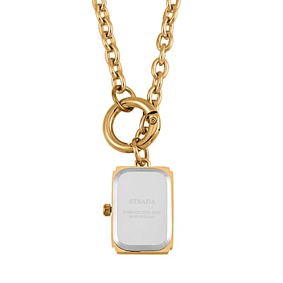 Strada Japanese Movement Black Dial Pocket Or Pendant Watch in Goldtone with Stainless Steel Chain (20.06- 27.94 mm) (24 Inches)