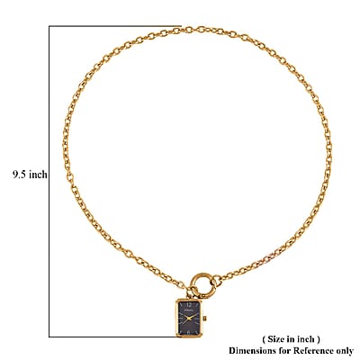 Strada Japanese Movement Black Dial Pocket Or Pendant Watch in Goldtone with Stainless Steel Chain (20.06- 27.94 mm) (24 Inches)