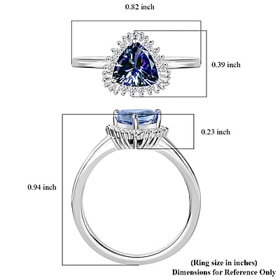 Luxoro 10K White Gold Premium Peacock Tanzanite and Diamond Halo Ring (Size 10.0) 1.15 ctw