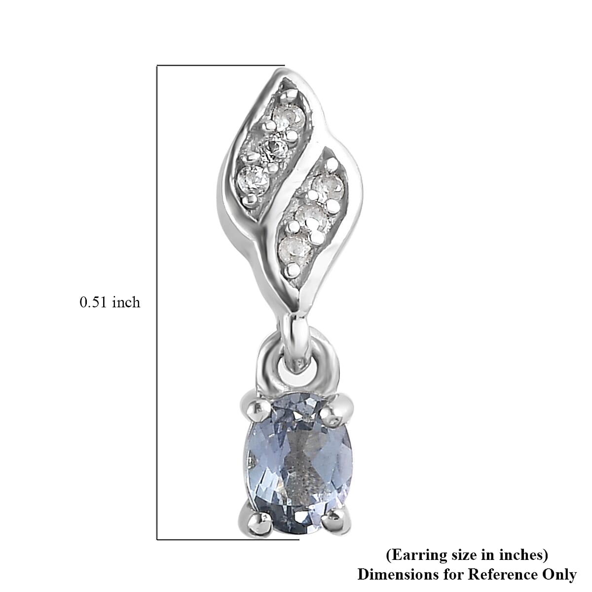 Peacock Tanzanite and White Zircon Dangle Earrings in Platinum Over Sterling Silver 0.50 ctw