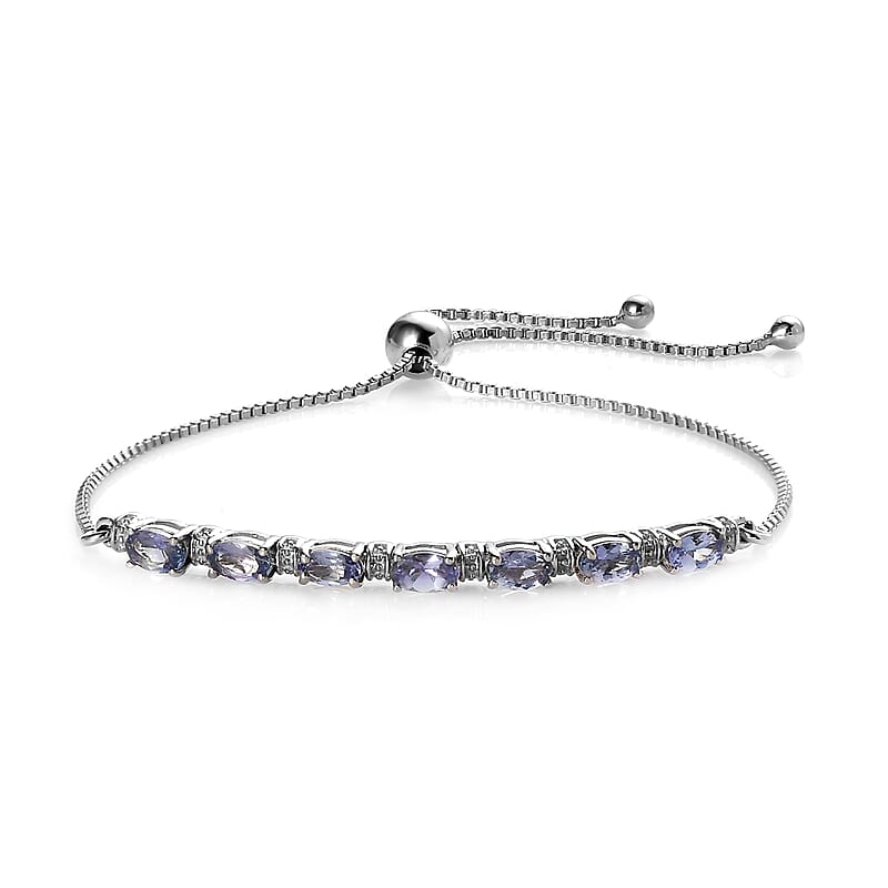 Peacock Tanzanite Bolo Bracelet in Platinum Over Sterling Silver 1.85 ctw