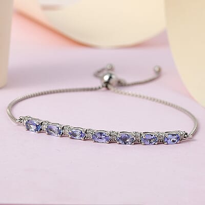 Peacock Tanzanite Bolo Bracelet in Platinum Over Sterling Silver 1.85 ctw