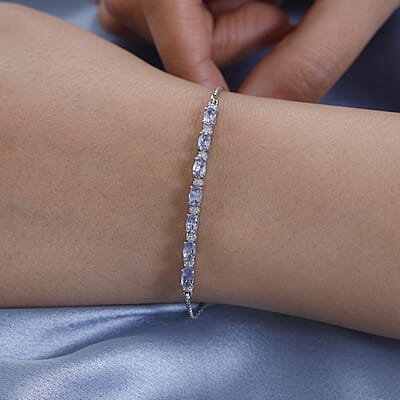 Peacock Tanzanite Bolo Bracelet in Platinum Over Sterling Silver 1.85 ctw