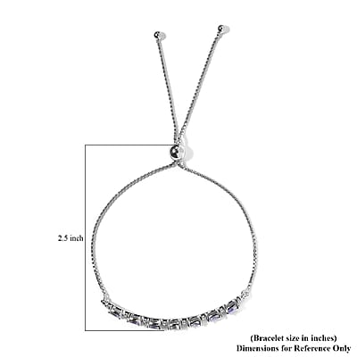 Peacock Tanzanite Bolo Bracelet in Platinum Over Sterling Silver 1.85 ctw