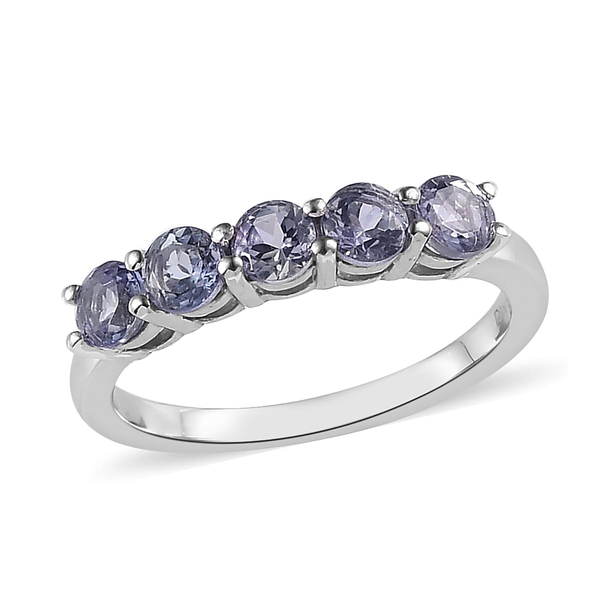 Peacock Tanzanite 5 Stone Ring in Platinum Over Sterling Silver 1.10 ctw image number 0