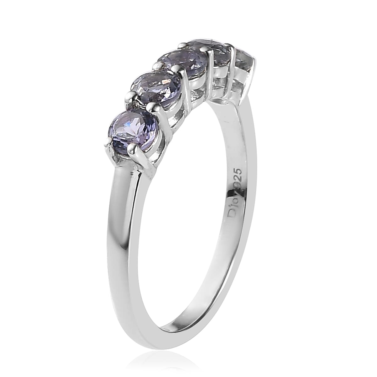 Peacock Tanzanite 5 Stone Ring in Platinum Over Sterling Silver 1.10 ctw image number 3
