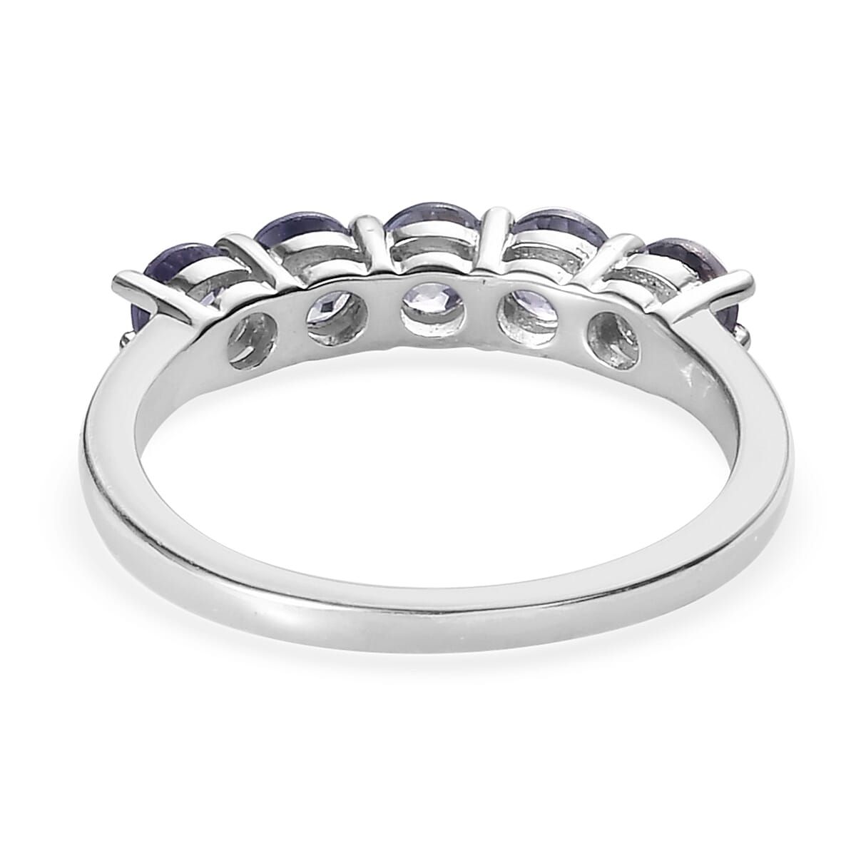 Peacock Tanzanite 5 Stone Ring in Platinum Over Sterling Silver 1.10 ctw image number 4