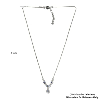 Peacock Tanzanite, White Zircon Necklace (18 Inches) in Platinum Over Sterling Silver 1.75 ctw