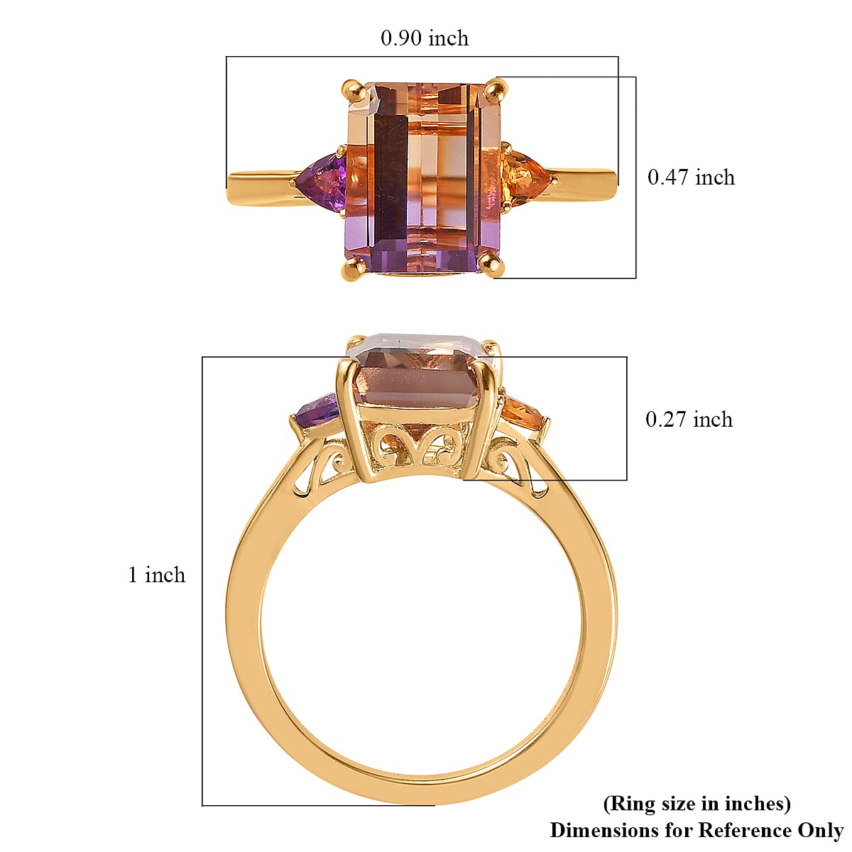 AAA Anahi Ametrine and Multi Gemstone Ring in Vermeil Yellow Gold Over Sterling Silver (Size 10.0) 3.85 ctw