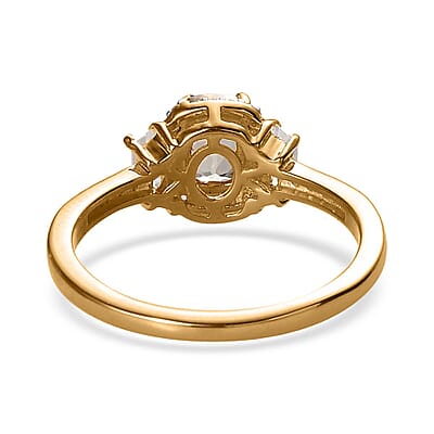 AAA Turkizite and Natural White Zircon Ring in Vermeil Yellow Gold Over Sterling Silver (Size 10.0) 1.35 ctw