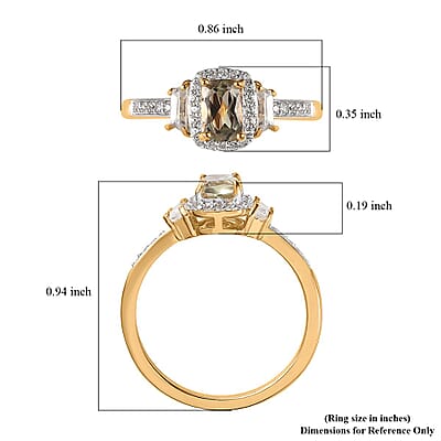 AAA Turkizite and Natural White Zircon Ring in Vermeil Yellow Gold Over Sterling Silver (Size 10.0) 1.35 ctw