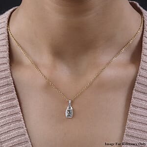AAA Turkizite and White Zircon Halo Pendant in Vermeil Yellow Gold Over Sterling Silver 1.15 ctw