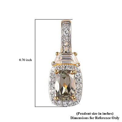 AAA Turkizite and White Zircon Halo Pendant in Vermeil Yellow Gold Over Sterling Silver 1.15 ctw