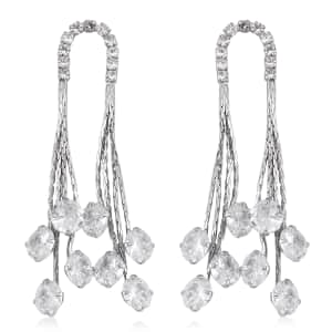 Simulated Diamond Chandelier Dangle Earrings in Silvertone