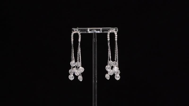 Simulated Diamond Chandelier Dangle Earrings in Silvertone