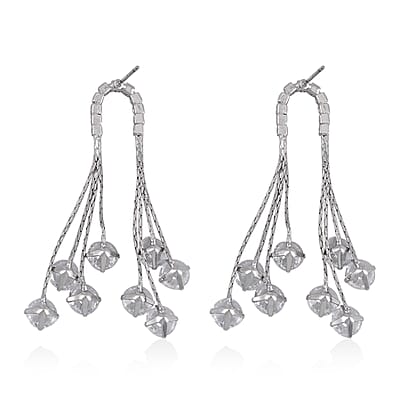 Simulated Diamond Chandelier Dangle Earrings in Silvertone