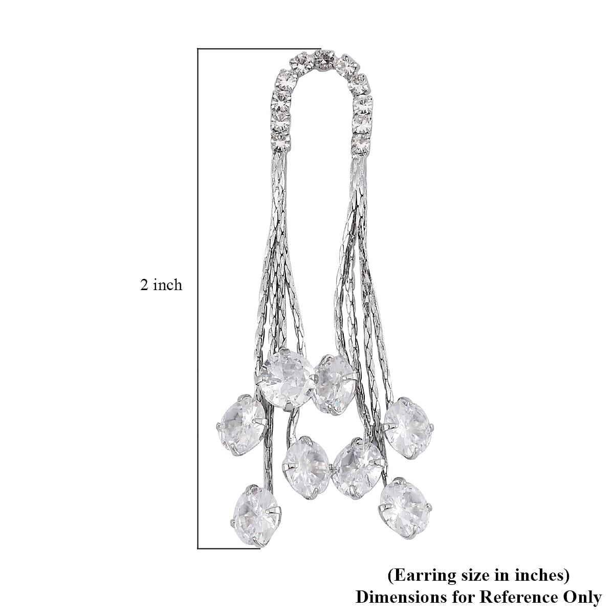 Simulated Diamond Chandelier Dangle Earrings in Silvertone