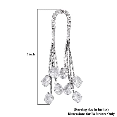 Simulated Diamond Chandelier Dangle Earrings in Silvertone