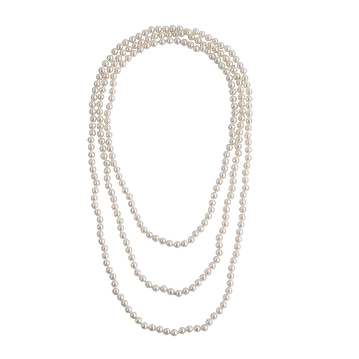 White Pearl Glass Beaded Endless Necklace (100 Inches) image number 0