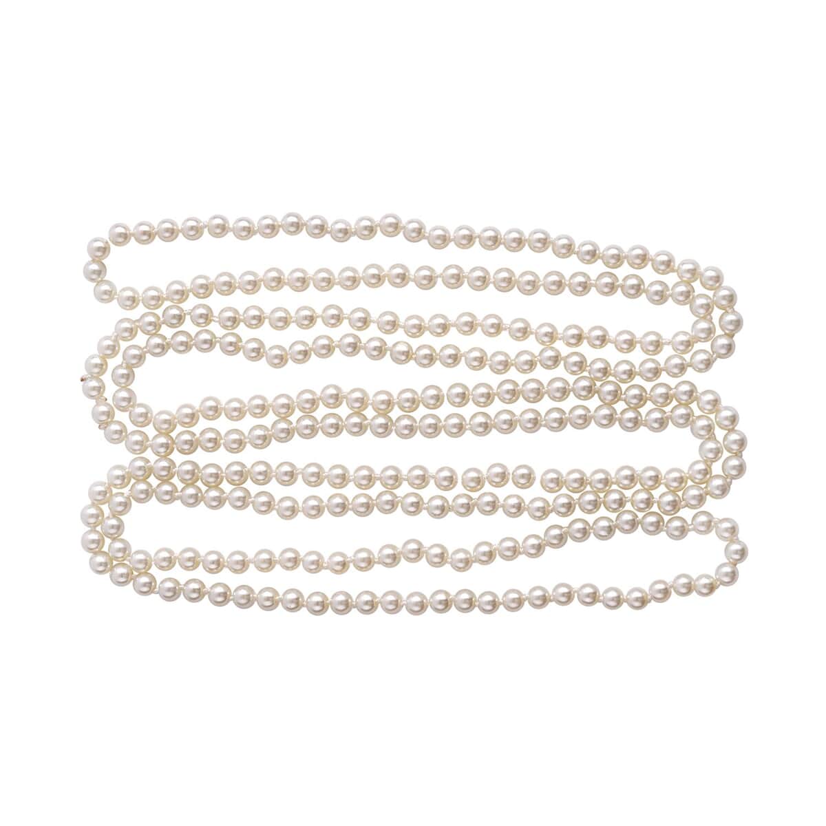 White Pearl Glass Beaded Endless Necklace (100 Inches) image number 3