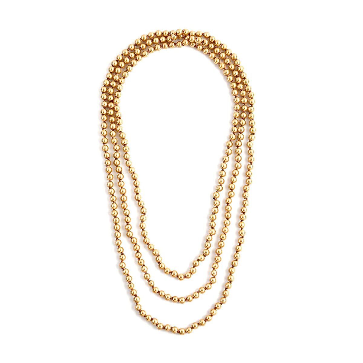 Golden Pearl Glass Beaded Endless Necklace 100 Inches image number 0