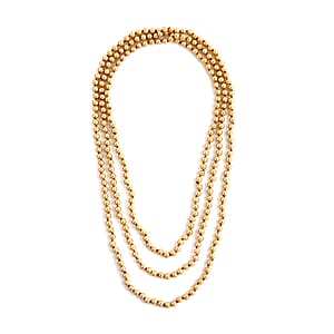 Golden Pearl Glass Beaded Endless Necklace 100 Inches