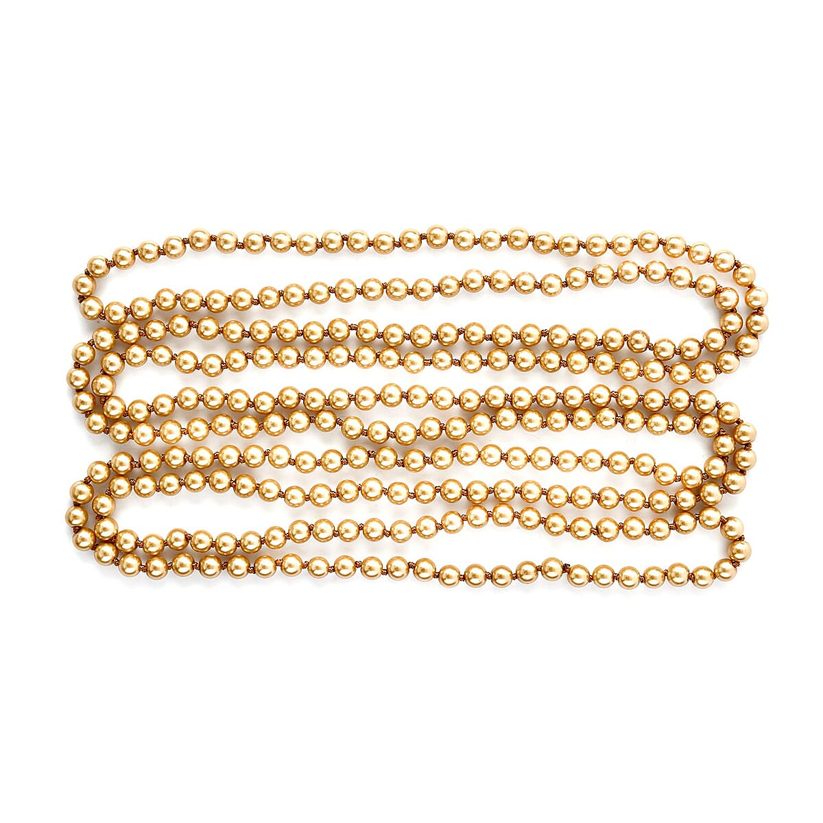 Golden Pearl Glass Beaded Endless Necklace 100 Inches image number 3