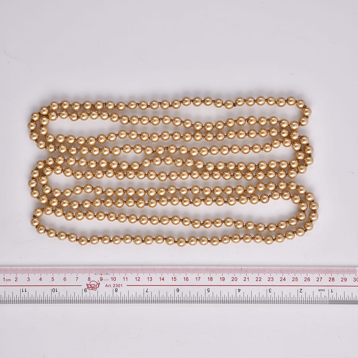 Golden Pearl Glass Beaded Endless Necklace 100 Inches image number 4
