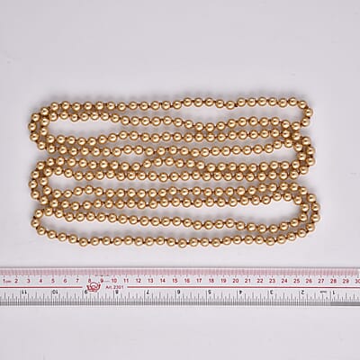 Golden Pearl Glass Beaded Endless Necklace 100 Inches