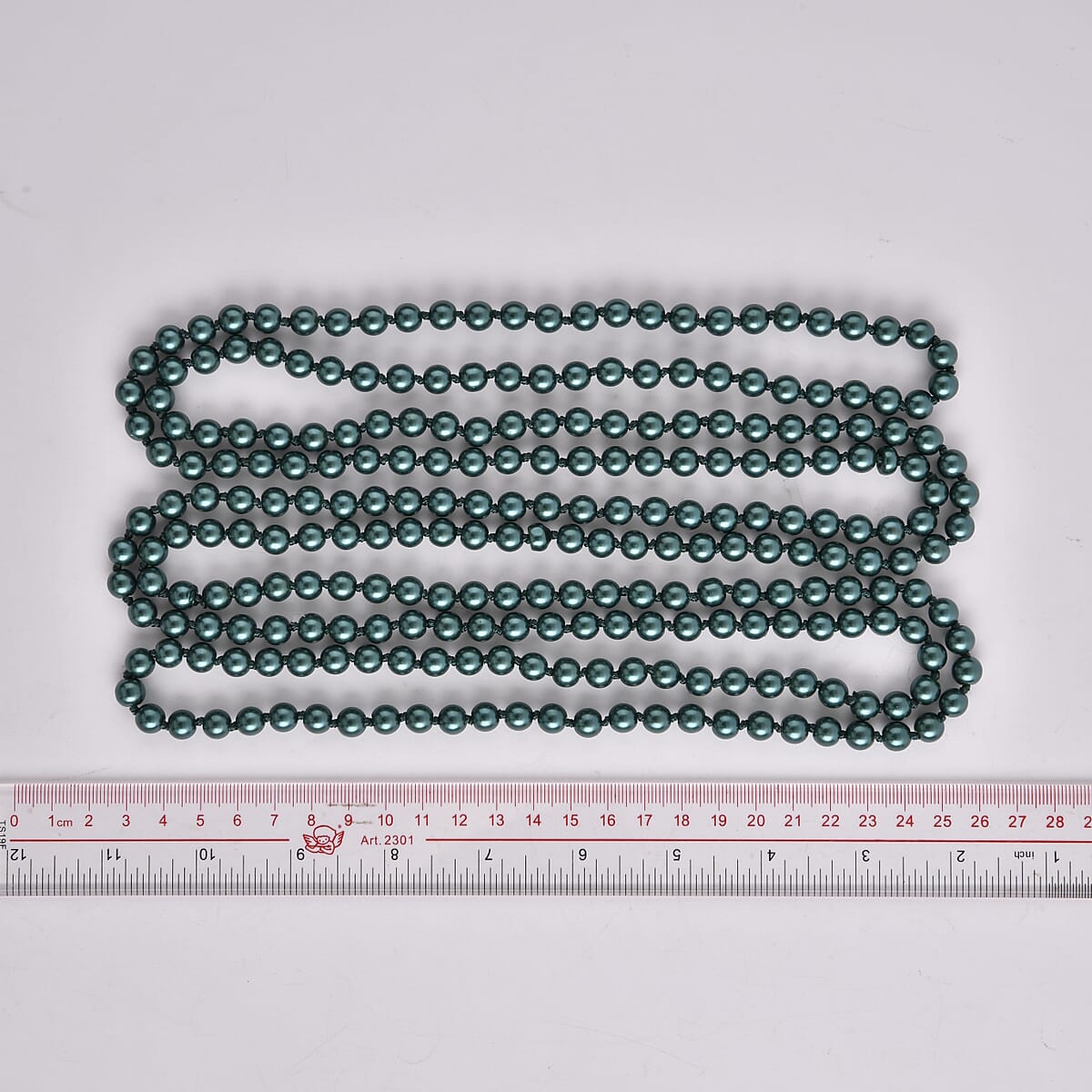 Dark Green Pearl Glass Beaded Endless Necklace 100 Inches image number 2