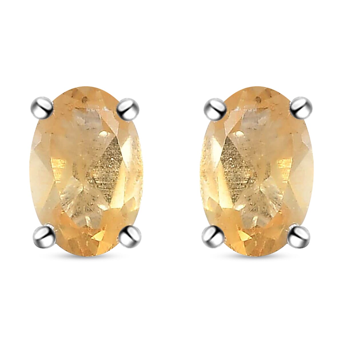 Brazilian Citrine Solitaire Stud Earrings in Sterling Silver, Citrine Jewelry, Birthday Anniversary Gift For Her 1.00 ctw image number 0