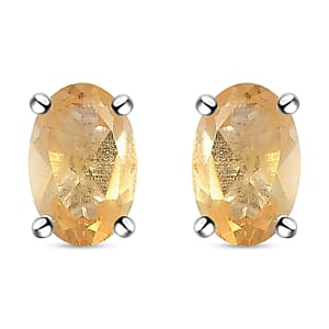 Brazilian Citrine Solitaire Stud Earrings in Sterling Silver, Citrine Jewelry, Birthday Anniversary Gift For Her 1.00 ctw