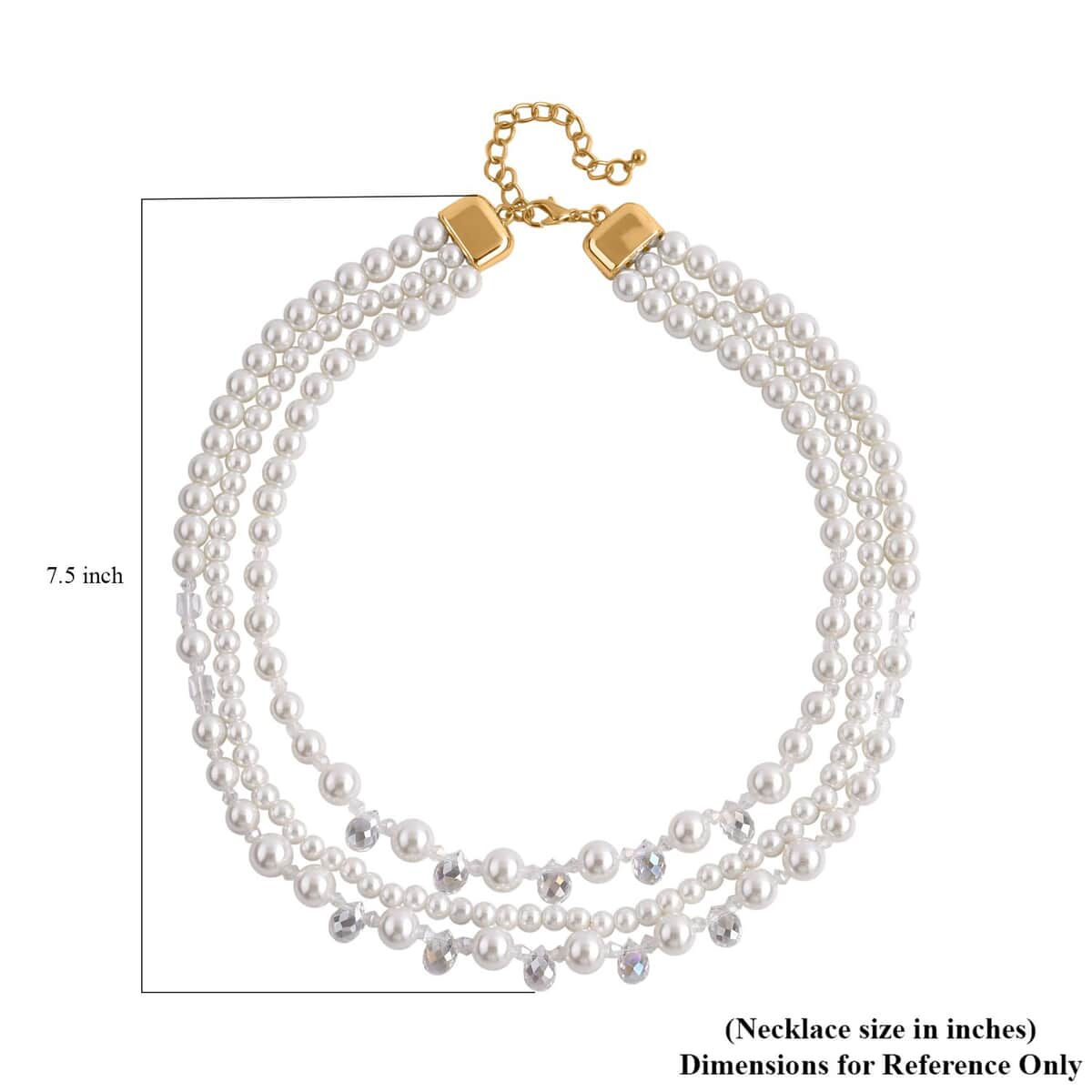 White Glass Pearl and White Glass Beaded Necklace 18-20 Inches in Goldtone image number 4
