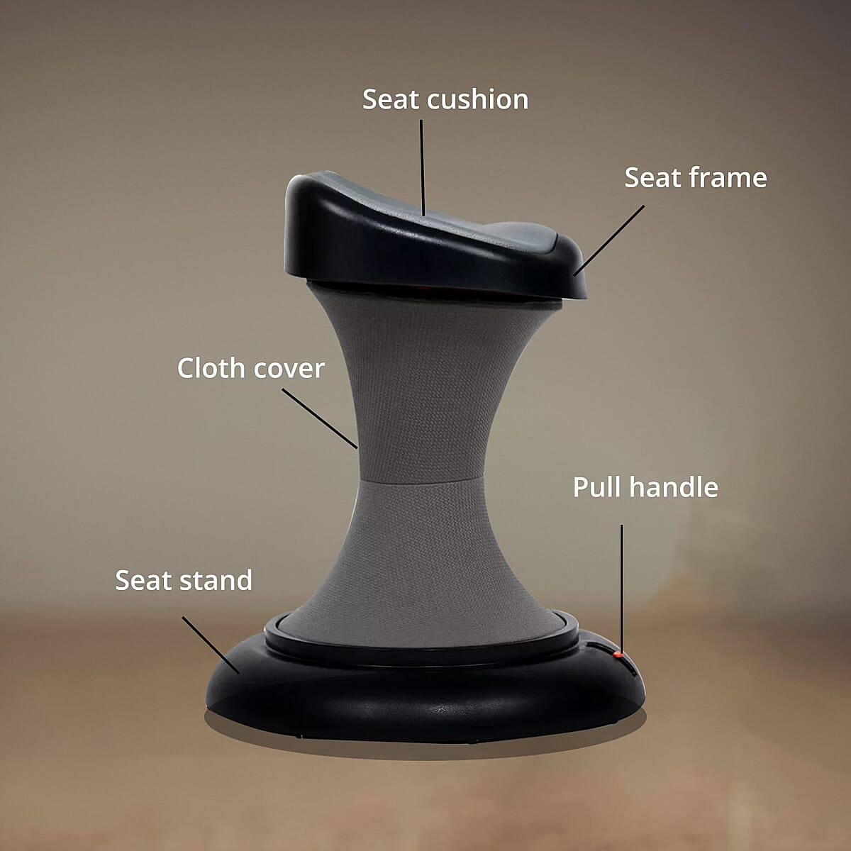 Black Gray EzHula Core Balance Fitness Chair For Home Office and Gyms, Mimics Hula Hoop Motion For Core Balance, Coordination and Stability image number 3