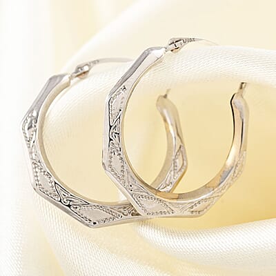 10K White Gold Hoop Earrings | White Gold Hoops | Gold Jewelry | Gold Earrings | Geometric Hoops 0.60 Grams
