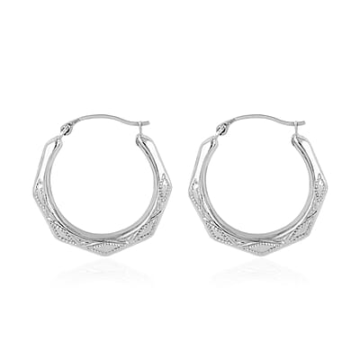 10K White Gold Hoop Earrings | White Gold Hoops | Gold Jewelry | Gold Earrings | Geometric Hoops 0.60 Grams
