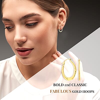 10K Yellow Gold Earrings, Gold Hoops, Wedding Jewelry For Women