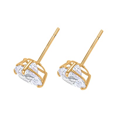 14K Yellow Gold Crystal Stud Earrings, Crystal Studs, Solitaire Studs, Heart Crystal Earrings, Solitaire Earrings, 14K Yellow Gold Studs, Heart Studs