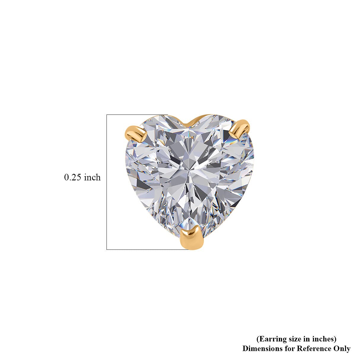 14K Yellow Gold Crystal Stud Earrings, Crystal Studs, Solitaire Studs, Heart Crystal Earrings, Solitaire Earrings, 14K Yellow Gold Studs, Heart Studs
