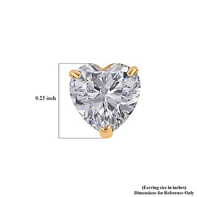 14K Yellow Gold Crystal Stud Earrings, Crystal Studs, Solitaire Studs, Heart Crystal Earrings, Solitaire Earrings, 14K Yellow Gold Studs, Heart Studs